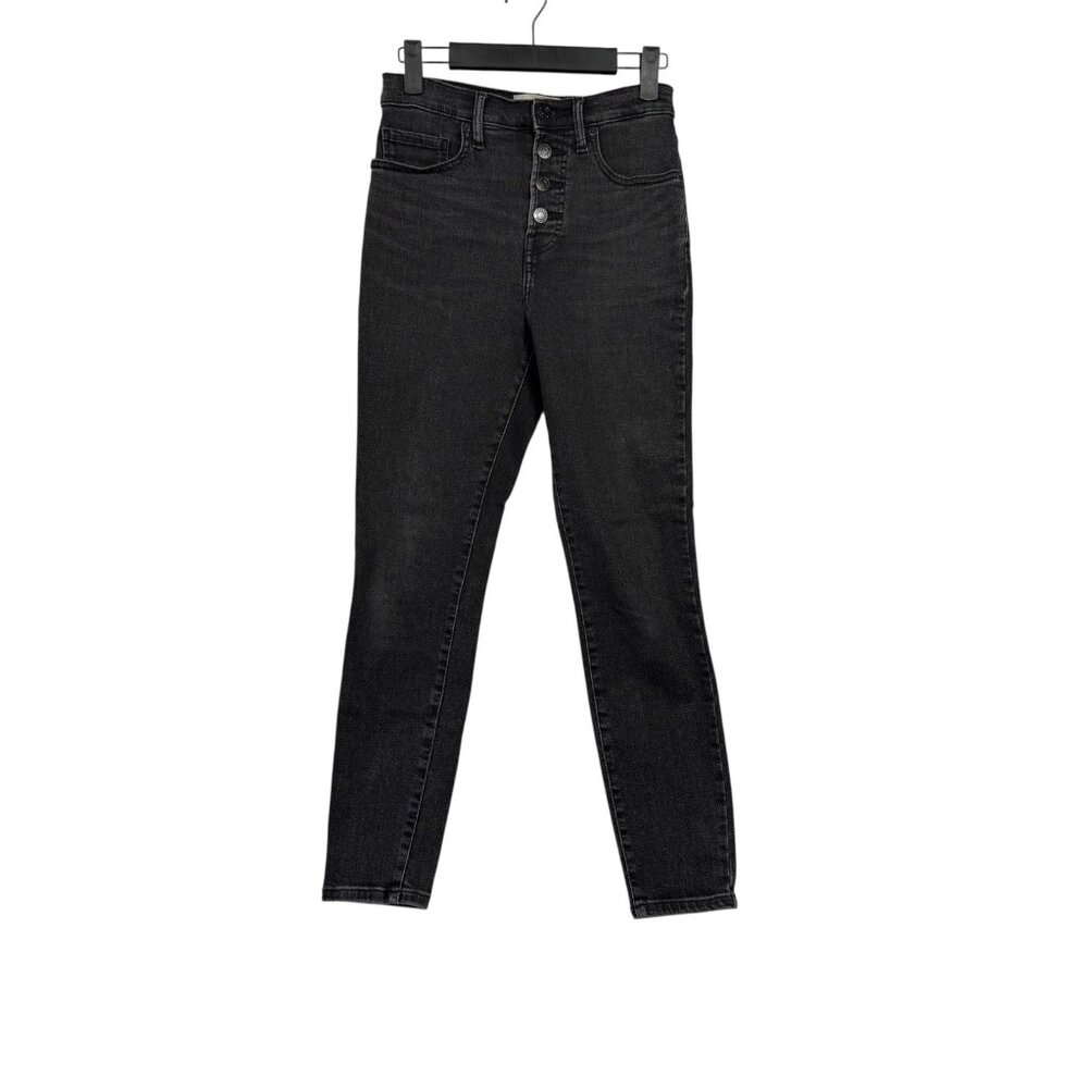 Everlane Womens Size 27 Black High Rise Skinny Ankle Button Fly Jeans 28x26.5